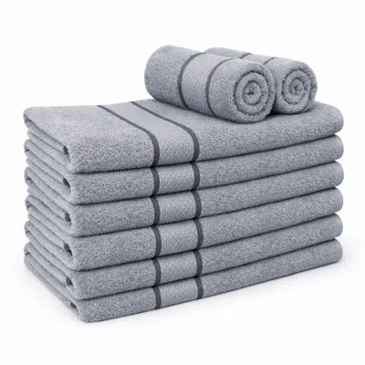 Set 8 prosoape mici 30x50cm, din 100% bumbac pakistanez, 400g, Line, Gri