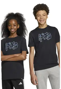 Tricou cu logo pe piept si model graffiti - Negru