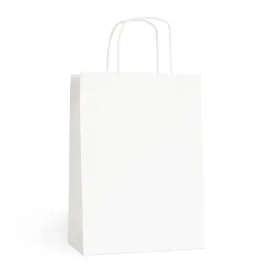 Punga din Hartie cu Maner Sfoara, Alba, 32 x 12 x 41 cm, 100 Bucati