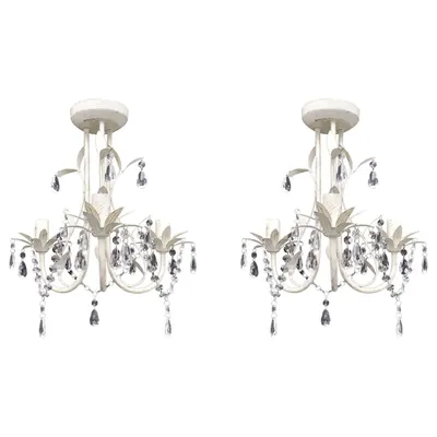 vidaXL Candelabre suspendate de plafon cu cristale 2 buc. alb elegant