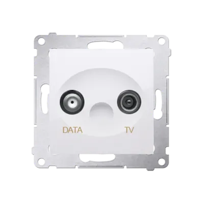 Priza TV-DATA, doua iesiri de tip F, frecventa de intrare 5-500MHz, alb