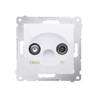 Priza TV-DATA, doua iesiri de tip F, frecventa de intrare 5-500MHz, alb