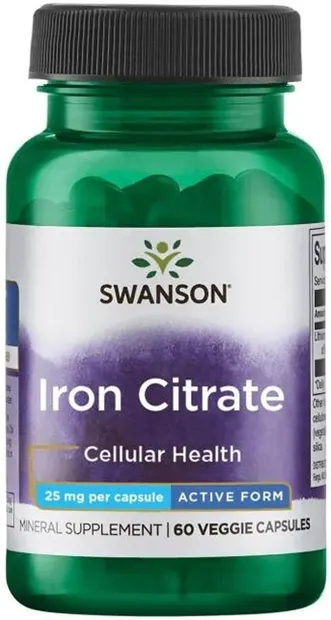 Iron Citrate, 25 mg, 60 capsule vegetale, Swanson