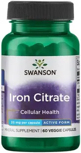 Iron Citrate, 25 mg, 60 capsule vegetale, Swanson