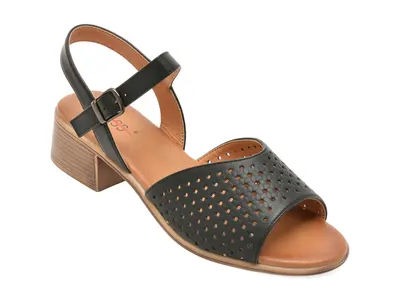 Sandale PASS COLLECTION negre, W160028, din piele naturala
