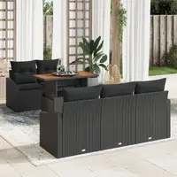 Gossi set masa gradina 6 piese si perne negru ratan poly acacia
