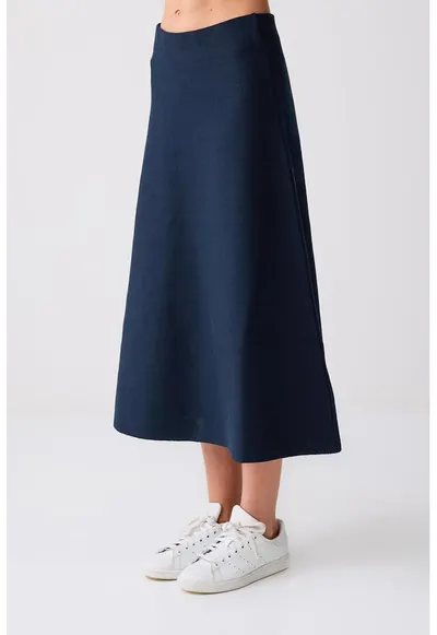 Fusta midi cu croiala evazata - Bleumarin