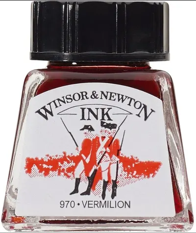 Cerneală de caligrafie Winsor & Newton - Cinabru, 14 ml