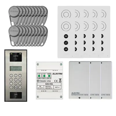 Kit videointerfon Electra Classic Line KIT-EL-VDI-1, 800 TVL, 255 posturi, RFID, tastatura, afisaj electronic, aparent