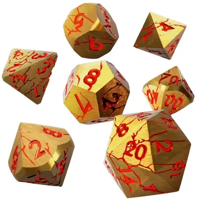 Set de zaruri GlassStaff - Metal RPG Dice Set, Rage Within (7 buc)