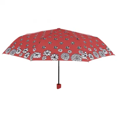 Umbrelă damă MINI manuală Perletti flori buline roșu