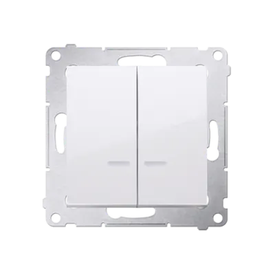 Comutator cu led pentru versiunea IP44 (modul) 16A, 250V~, borne cu surub; alb *Echipat cu garnitura de etansare sub clapeta D