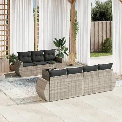 Gossi set mobilier de gradina cu perne, 8 piese gri deschis poliratan