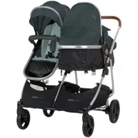 Carucior pentru copii gemeni Chipolino Duo Smart basil 2 in 1, pliere simpla si compacta, sezut transformabil si reversibil, spatar reglabil, bara de protectie detasabila, copertina reglabila, husa pentru picioare