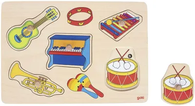 Puzzle din lemn Goki - Instrumente muzicale, muzical