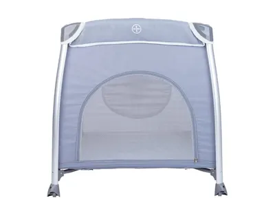 Patut pliabil KikkaBoo Dreamy Bear Grey cu doua nivele, usita cu fermoar, functie de balansare si accesorii incluse