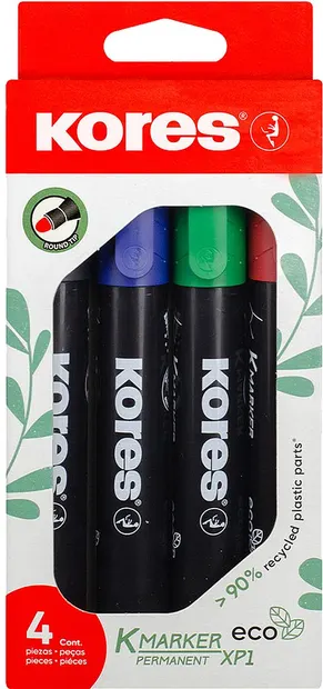 Set markere permanente Kores - Eco XP1, 4 culori