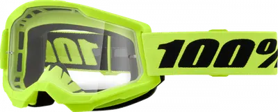 Ochelari cross atv 100% Strata 2 Neon Yel, lentila transparenta, culoare rama galben neon
