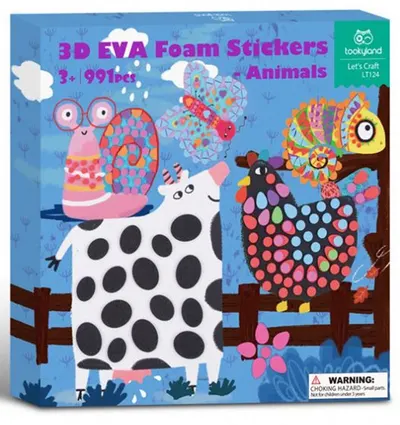 Set creativ Tooky Land - Decorează imagini cu autocolante 3D, animale