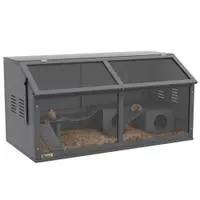 PawHut Custodie pentru animale mici, custodie pentru rozătoare cu accesorii, molid, 100 cm x 52 cm x 50 cm, Gri | Aosom Romania