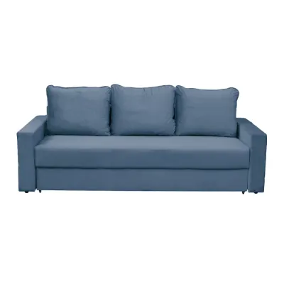 Canapea NICO II extensibila, 3 locuri, cu arcuri si lada depozitare, albastru, 220x85x75 cm