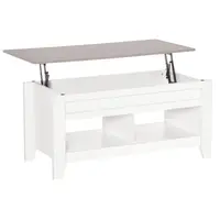 HOMCOM Masă de cafea cu blat extensibil, masă de salon cu rafturi și compartiment ascuns, 105 x 50 x 49-62,5 cm pentru salon, dormitor, lemn alb | Aosom Romania