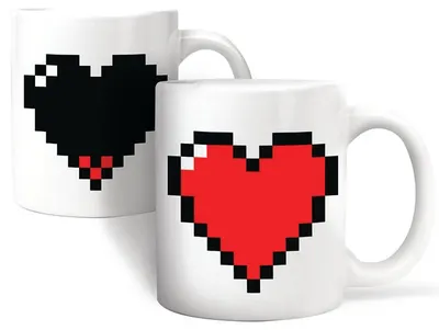 Pahar cu efect termic Kikkerland - Inimă Pixel, 325 ml
