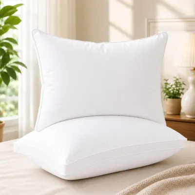 Set de 2 perne Hotel Luxury dreptunghiulare 50x70cm cu puf siliconizat, alb