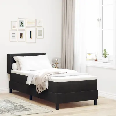 vidaXL Pat cu arcuri cu headboard Manual Negru 200 x 80 cm Catifea