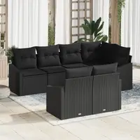Gossi set de dining pentru gradina cu 7 piese si perne, ratan poly negru