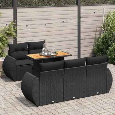 Gossi set mobilier de gradina cu perne, 6 piese, negru, poliratan