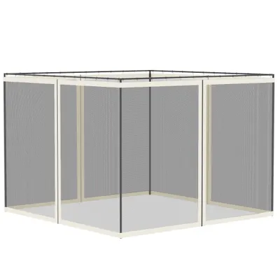 Outsunny Plase de țânțari pentru cort de grădină 3 x 3 m - set de 4 plase de țânțari cu fermoar + cârlige de prindere - poliester nylon | Aosom Romania