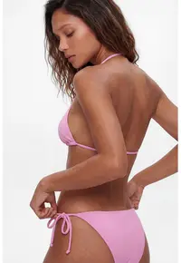 Slip brazilian cu prinderi laterale - Roz deschis