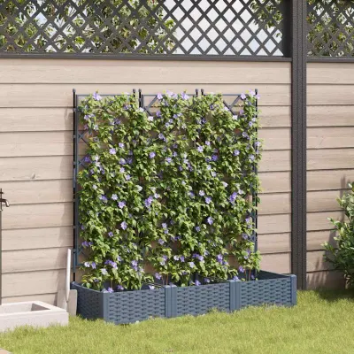vidaXL Vază pentru Grădină 3 buc. Gri Deschis 120 x 40 x 125,5 cm PP