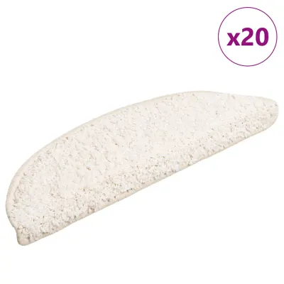 vidaXL Covorașe pentru scări, 20 buc., 56x17x3 cm, semirotunde, albe
