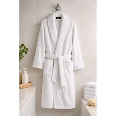 Halat de Baie Unisex din bumbac 100%, 500g – moale, absorbant si confortabil, Alb, Masura L/XL