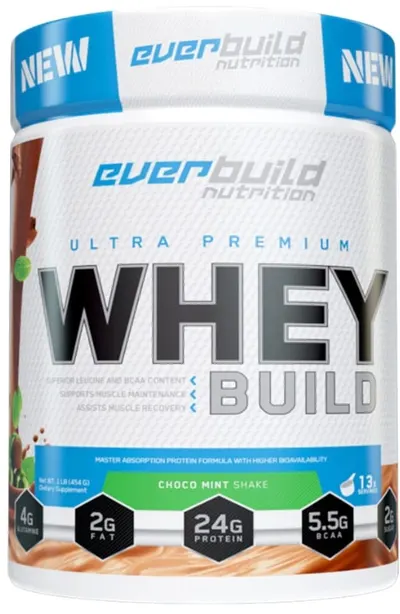 Ultra Premium Whey Build, ciocolată și mentă, 454 g, Everbuild