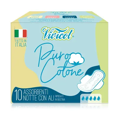 Absorbante de noapte din bumbac hipoalergenic 5 picaturi 10buc Vivicot