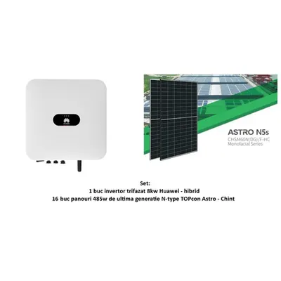 Set Fotovoltaic 8kW Trifazat On-Grid - Panouri Solare și Invertor Eficient