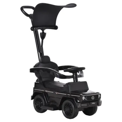 Masina copii 1 an, Paravan parasolar detasabil, spatiu de depozitare, Negru 85.5x40.5x95cm HOMCOM | Aosom Romania