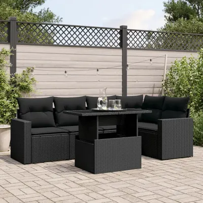 Gossi set mobilier de gradina cu perne, 6 piese, negru, poliratan