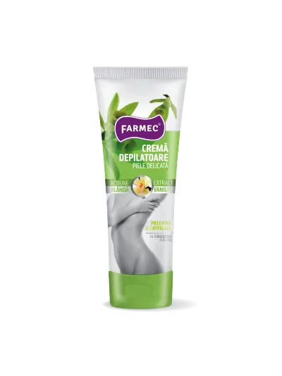 Cremă Depilatoare Pentru Piele Delicată Cu Extract De Vanilie Acțiune Blndă, Farmec, 150 Ml