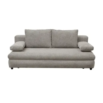 Canapea extensibila OLIMP, 3 locuri, cu arcuri si lada depozitare, bej inchis, 203x100x85 cm