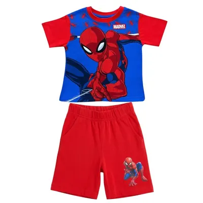 Set 2 piese pentru copii, mânecă scurtă, 100% bumbac, multicolor, Spiderman