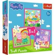 Puzzle Trefl 3in1 Peppa Pig si Prietenii