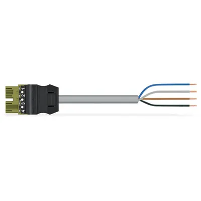 pre-assembled connecting cable; Eca; Plug/open-ended; 4-pole; Cod. B; Control cable 4 x 1.0 mm²; 1 m; 1,00 mm²; light green