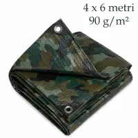 Prelata de acoperire, PE Army 4x6 m, 90 g/mp, protectie UV, apa, vant si intemperii