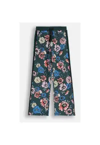 Pantaloni cu imprimeu floral si buzunare oblice -