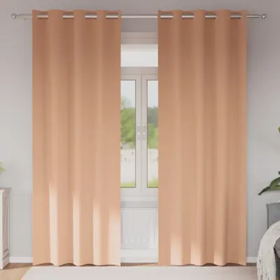 vidaXL Perdele Opaque cu Inel 2 buc. Maro deschis 245 x 140 cm