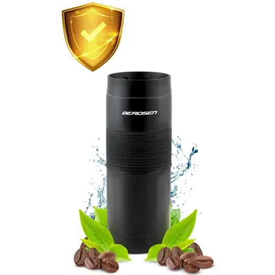 Termos cu vid Berdsen Black 590ml,interior din otel inoxidabil,capac rezistent la scurgeri,buton cu pai inclus pentru utilizare fara inclinare,suprafata antiderapanta,aspect modern,pastrare cald 12 ore si rece 24 ore